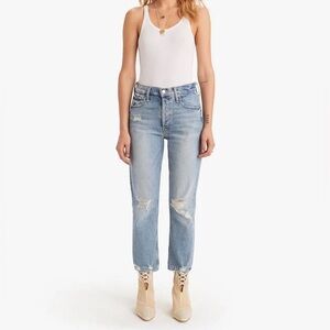 {MOTHER} "The Tomcat" The Confession Blue Distressed Straight Leg Jeans